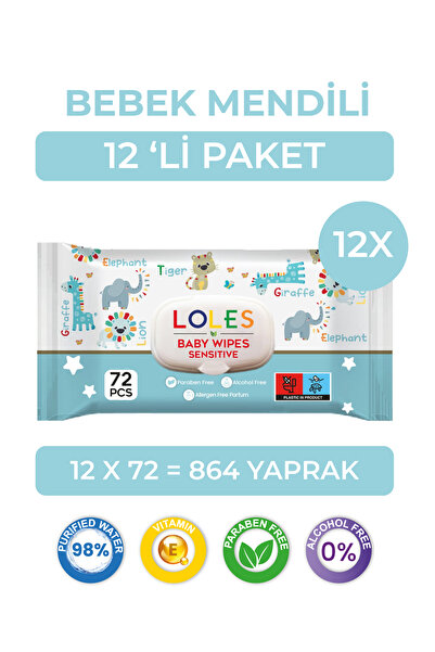 Lole's Sensitive Bebek Islak Mendil 12x72 864 Yaprak
