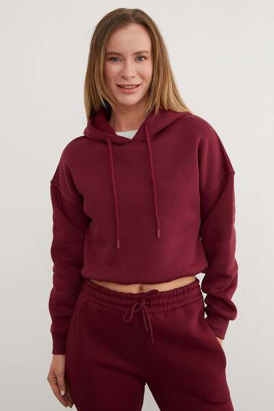 Fulla Moda 3 Thread Basic Hooded Sweatshirt