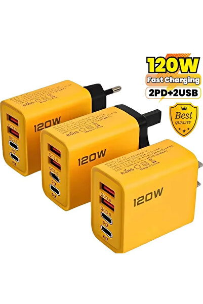choice2 A US Plug Yellow 2 USB 2 Type Multi Port Wall Charger USB PD Adapter ...