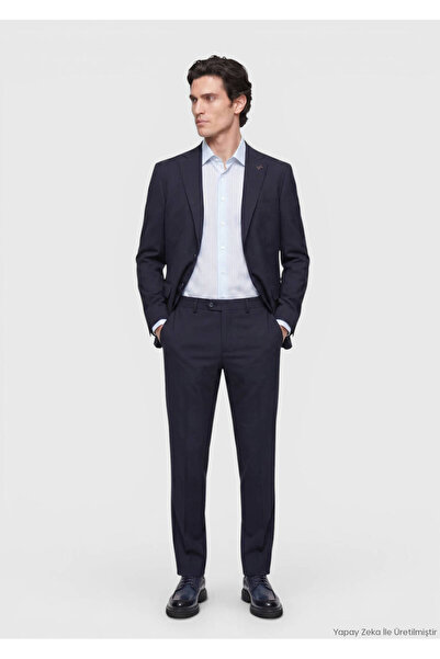 Ramsey Navy Blue Plain Modern Fit 100% Wool Suit