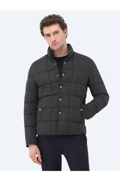 Kip Antrasit Regular Fit Dik Yaka Casual Dokuma Mont