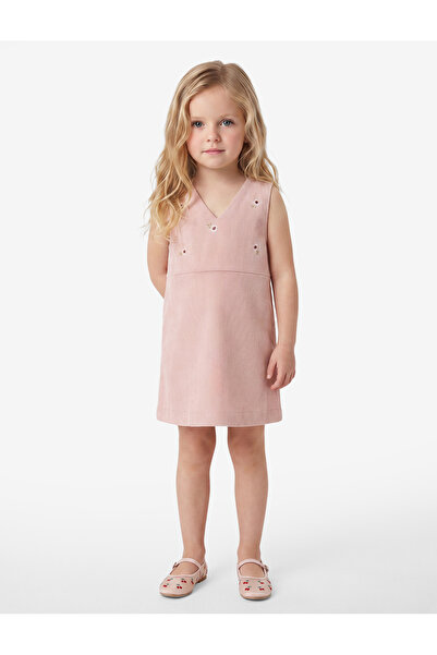 Koton Embroidery Detailed V-Neck Sleeveless Velvet Gilet Dress