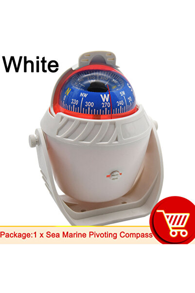 Choice white Waterproof Nautical Compass Sea Pivoting Marine Boat Compass Wit...