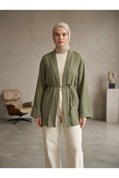 Generic Brand Muslin Cardigan-Khaki