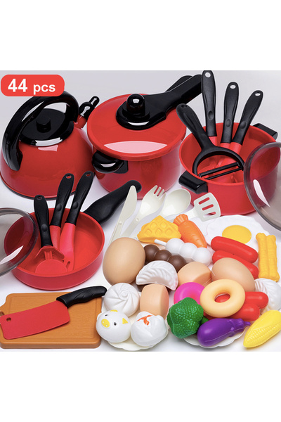 Choice3 44pcs Red Kitchen Toys Kids Toys Simulation Food Cooking Girl's Boys ...