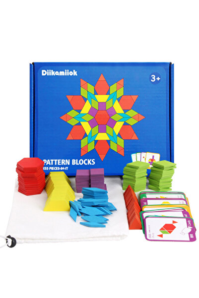 Choice 155Pcs Set Puzzle 155Pcs Set Wooden Pattern Blocks Geometric Shape Jig...