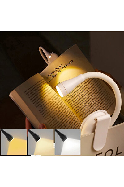 Choice1 white Rechargeable 3-Color Mini LED Book Light, 360° Adjustable Clip ...