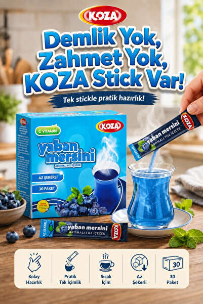 Koza Gurmelerin Seçimi Pratik Lezzet Az Şekerli Yaban Mersini Aromalı Tek İçimlik Blueberry Çayı Toz İçecek 30 Stick