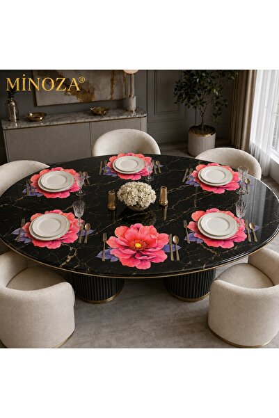 MİNOZA Peony Patterned Stain-Resistant Gardenia Fabric Digital Printing Laser...