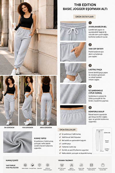 THB.Edition Unisex Lastikli Jogger Eşofman