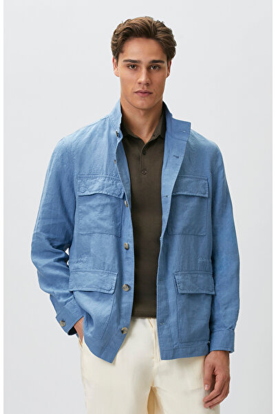 Network Mavi Keten Coat Ceket