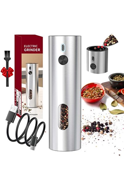 Choice 1PCS USB Rechargeable Salt and Pepper Grinder Set Stainless Steel Elec...
