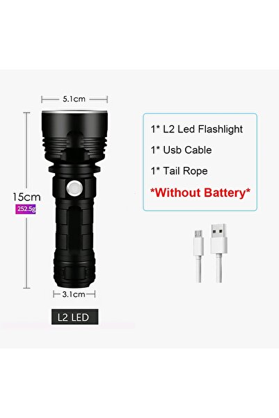 Choice L2-No Battery High Power XHP70 LED Flashlight Tactical Torch USB Recha...