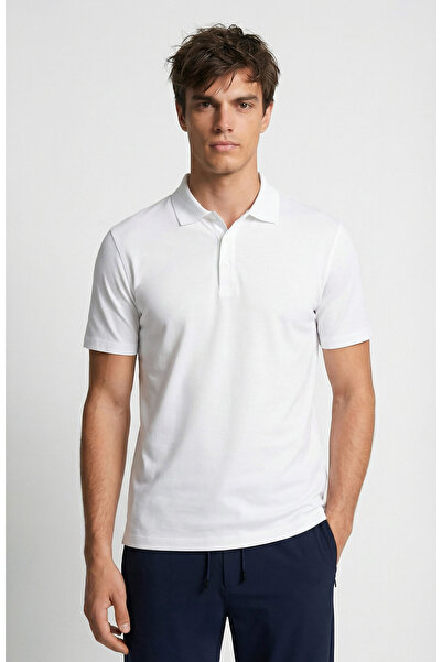 Network Non-Iron Polo Yaka Beyaz T-shirt