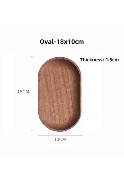 Choice Oval-18x10cm JUSTINLAU 1Pc Tableware Solid Wood Round Oval Dessert Pla...