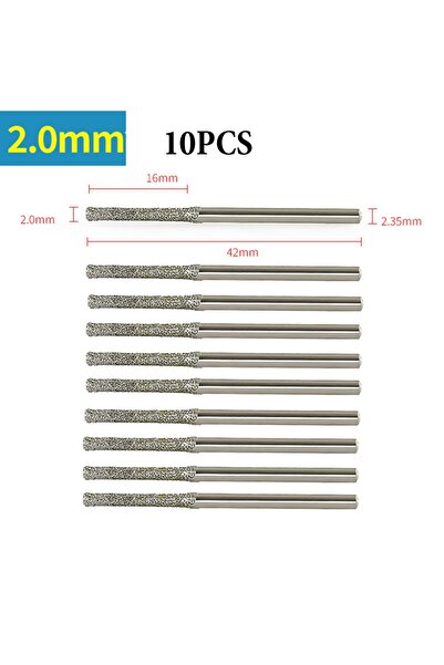Choice 10PCS 2.0mm 10PCS 0.8-2.5mm Diamond Drill Bits With 2.35mm Shank For G...