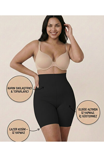 MİSTİRİK Model Porfy cu talie înaltă, mărime mare, model curbat, culoare neag...