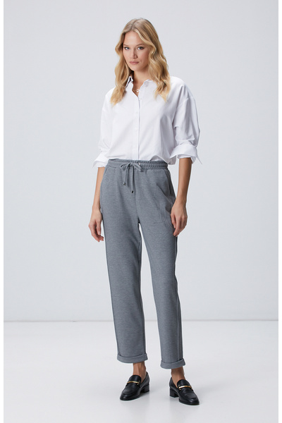 Network Gri Dikiş Detaylı Casual Pantolon