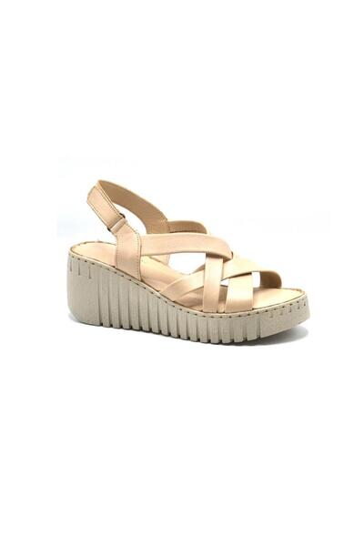 Venüs 24340254 Bej Hakiki Deri Casual Kadın Sandalet