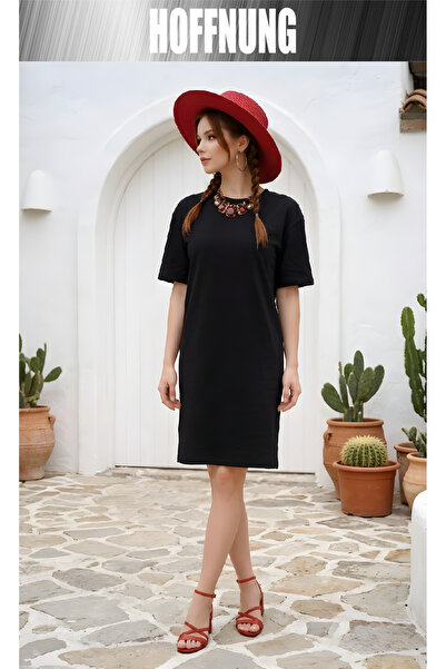 HOFFNUNG Women's Short Sleeve Crew Neck T-Shirt Dress Nightgown