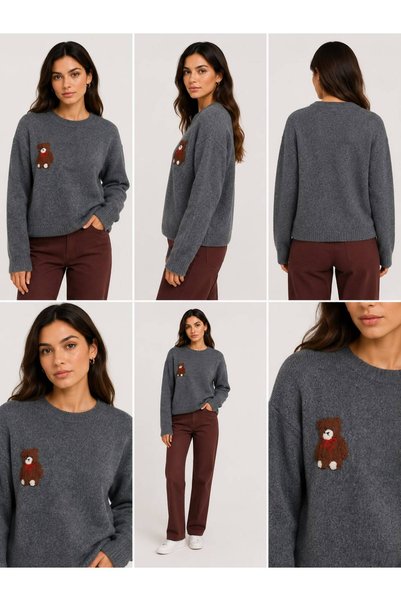 ASEN BUTİK Bear Knitwear Sweater