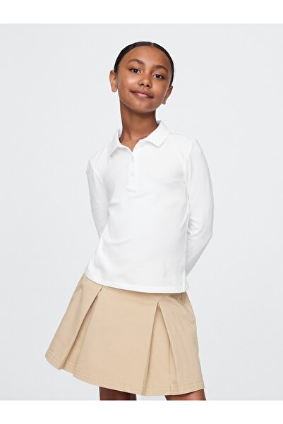 GAP Kız Çocuk Beyaz Uniform Polo T-Shirt