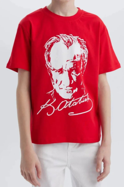 MEVESE Red White Ataturk Printed Unisex Kids T-Shirt