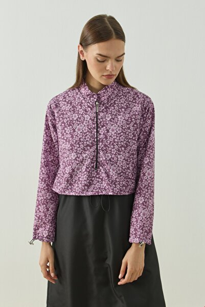 QANU Pattern Tesettür Mayo Tunik Mürdüm