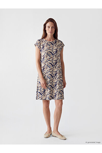 LC Waikiki Original Oval Neckline Patterned A-Line Dress