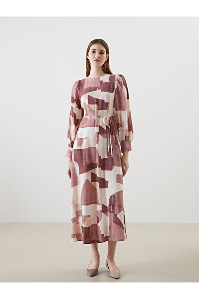 LC Waikiki Original Oval Collar Patterned Dress