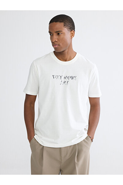 LC Waikiki Nevavm Oval Collar Printed Combed Cotton Men's T-Shirt