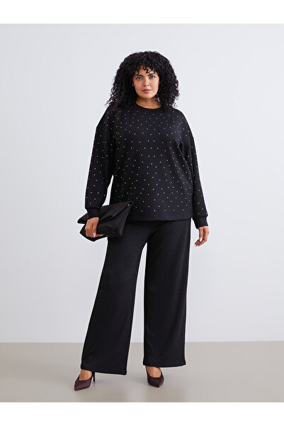 LC Waikiki Lcw Everyday Black Plus Size Women's Pants with Elastic Waist