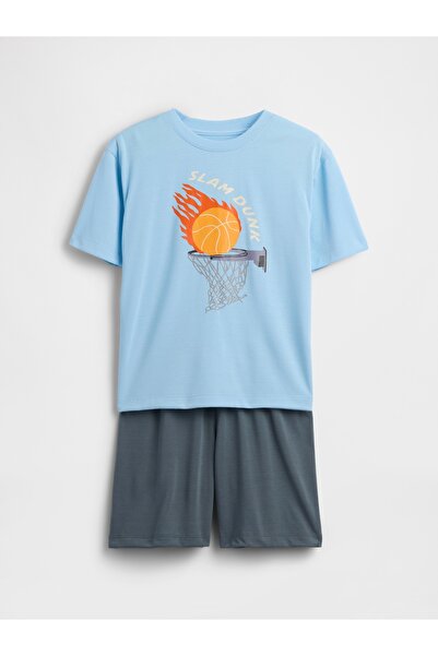 GAP Erkek Çocuk Açık Mavi Recycled Pijama Şort Takım