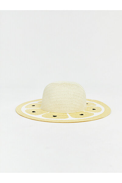 LC Waikiki Vizyon New Season Heart Embroidered Girls' Straw Hat