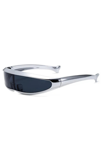 choice2 Silver Futuristic One-piece Mirror Personalized Electroplated Sunglas...