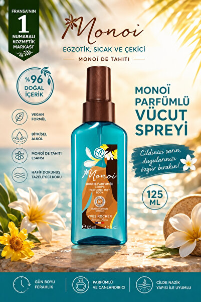 Yves Rocher Monoi Parfümlü Vücut Spreyi 125 ml Egzotik Sıcak Çekici Vegan Kok...