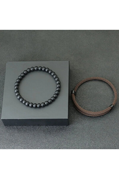 Choice brown Fashion Mens Bracelet Set 2pcs Sliding Adjustable Lucky Red Thre...