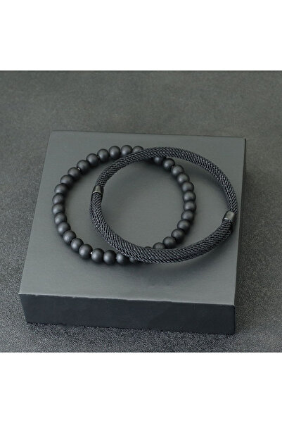 Choice black Fashion Mens Bracelet Set 2pcs Sliding Adjustable Lucky Red Thre...