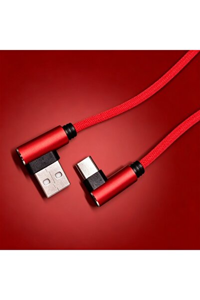 Choice 2m 1pcs Red 40W 5A USB To Type C Fast Charge Weave Data Cable 90 Degre...