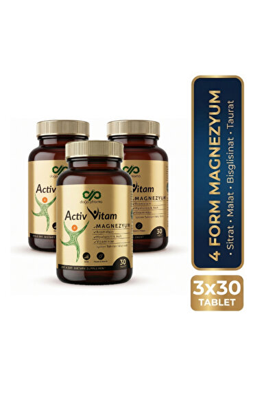 Activ Vitam 3'lü 4'lü Magnezyum (Sitrat Taurat Glisinat Malat) Tip II Kolajen...