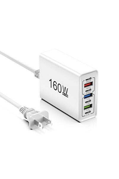 Choice US Plug White 160W Multi Ports USB Charger Type C Fast Charging Phone ...
