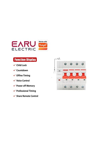 EARU EAWMCB-T-4P TUYA APP WIFI Sigorta zamanlayıcı ses uzaktan kumanda akıllı...
