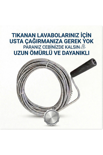 KL HOME LAVABO Gider Açma Kiti - 3 Metre Metal Lavabo Açma Tel