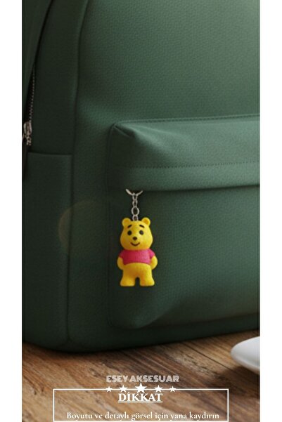 Esey Dizayn Winnie The Pooh 3D MİNİ BOY Anahtarlık Deri Aksesuarlı- Okul Çant...