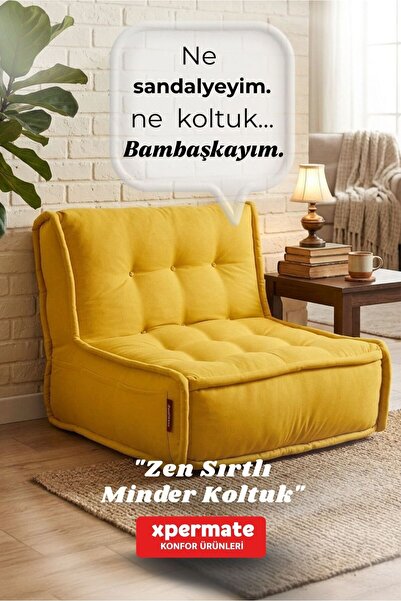 XPERMATE Sırtlı Pofidik Minder Koltuk Yer Koltuğu Sırt Destekli Oturma Minder...
