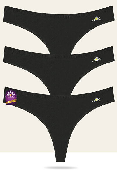 papatya lingerie Modal/Cotton Blend Logo Basic Thong 3-Pack Pw-2662