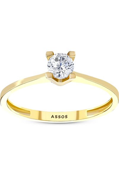 Assos Pırlanta Altın Tektaş Yüzük - 14K