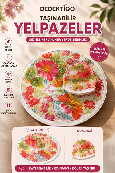dedektiqo Otomatik Açılan Katlanabilir Yuvarlak Kore El Yelpazesi 20CM Çantalı Mini Taşınabilir Desenli Yelpaze | Hafif ve Pratik