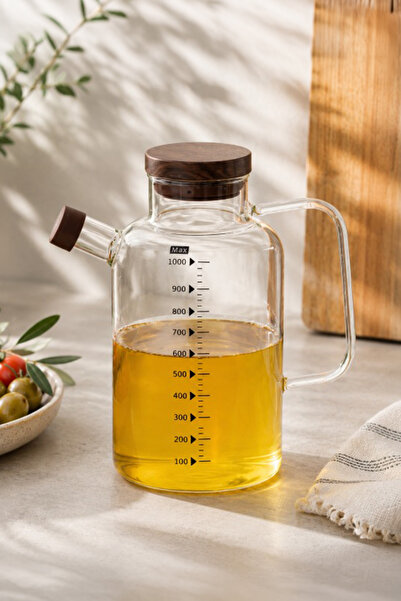 Porsima LM-0108 Verra Kapaklı Borosilikat Cam Yağlık Sirkelik Yağdanlık 1000ml