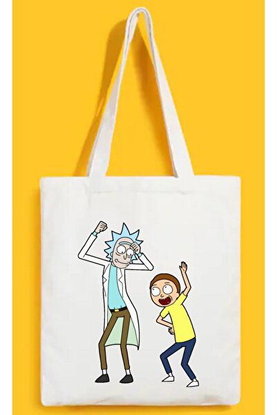 Rick And Morty Basklı Ham Bez Çanta
